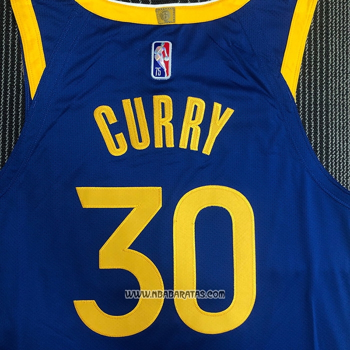 Camiseta Golden State Warriors Stephen Curry #30 Icon Autentico Azul